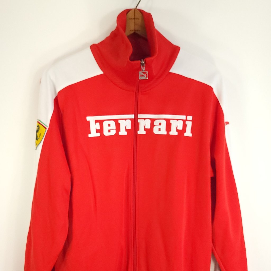 Puma Scuderia Ferrari Track Jacket Men's Xl Red White Zip Front Long Sleeve